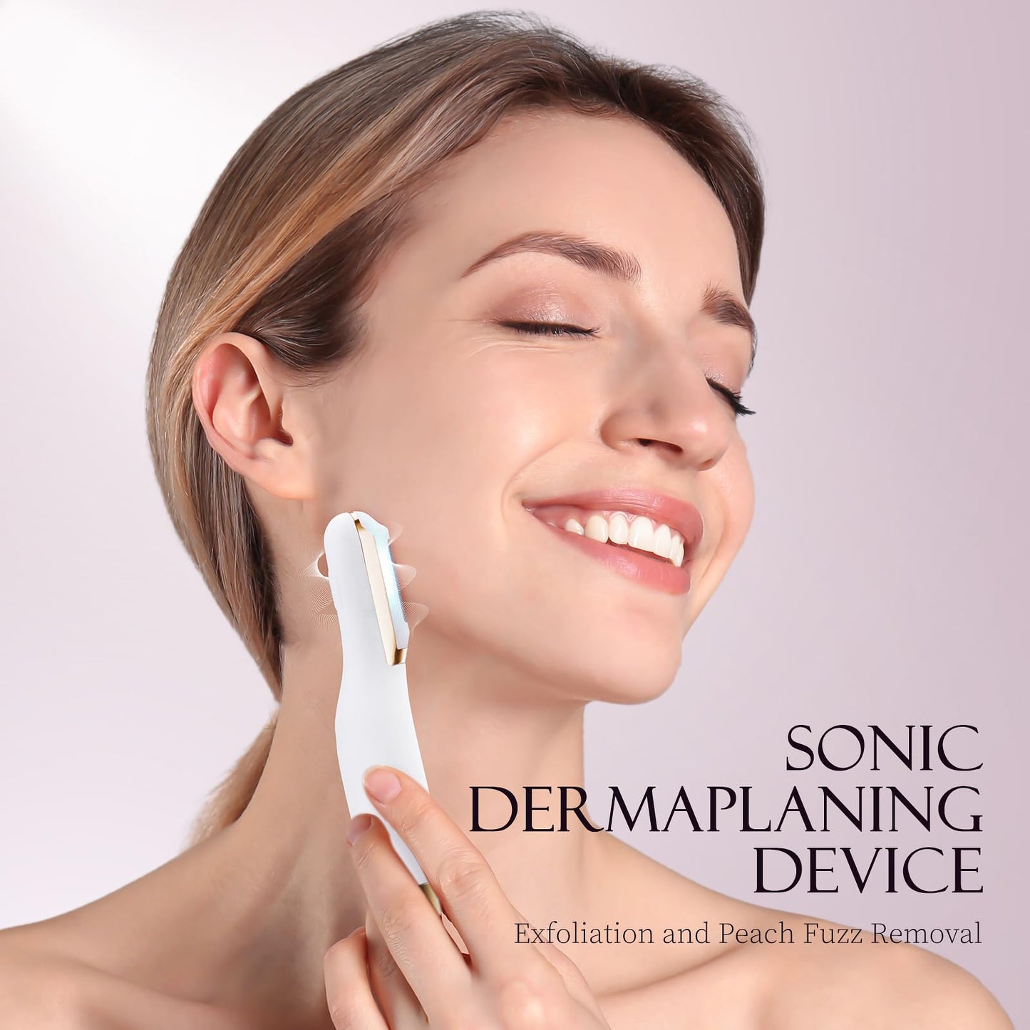 CEVEK Sonic Dermaplane Tool - Electric Facial Hair Remover for Women & Eyebrow Trimmer, Exfoliating Face Razor with 16 Replacement Blades (6 Months Supply) for Peach Fuzz & Dead Skin (White)