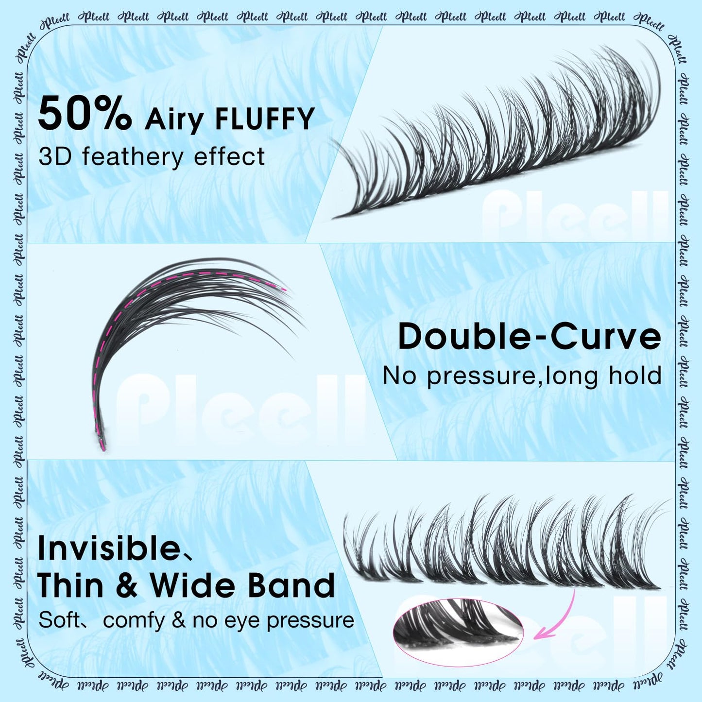 Spider Lash Clusters Wispy Eyelash Clusters 10-16MM 5D DIY Lashes Clusters D-Curl Natural Cluster Eyelash Extensions Fluffy Individual Lashes with Thin&Clear Band Easy Apply for Beginners by Pleell