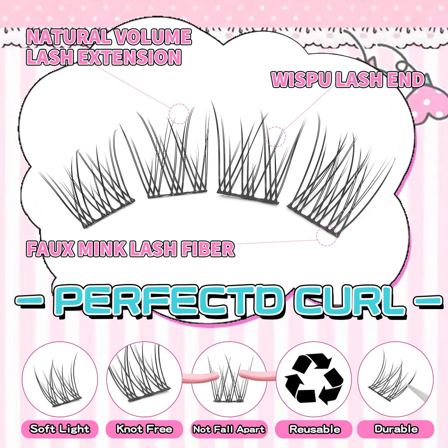 UIYPL Lash Clusters Kit-Cluster Eyelash Extensions. Eyelash Extension Kit. Volume Lash Clusters. Pro Lash. False Eyelashes & Adhesivesc. (Fishtail 180pcs)