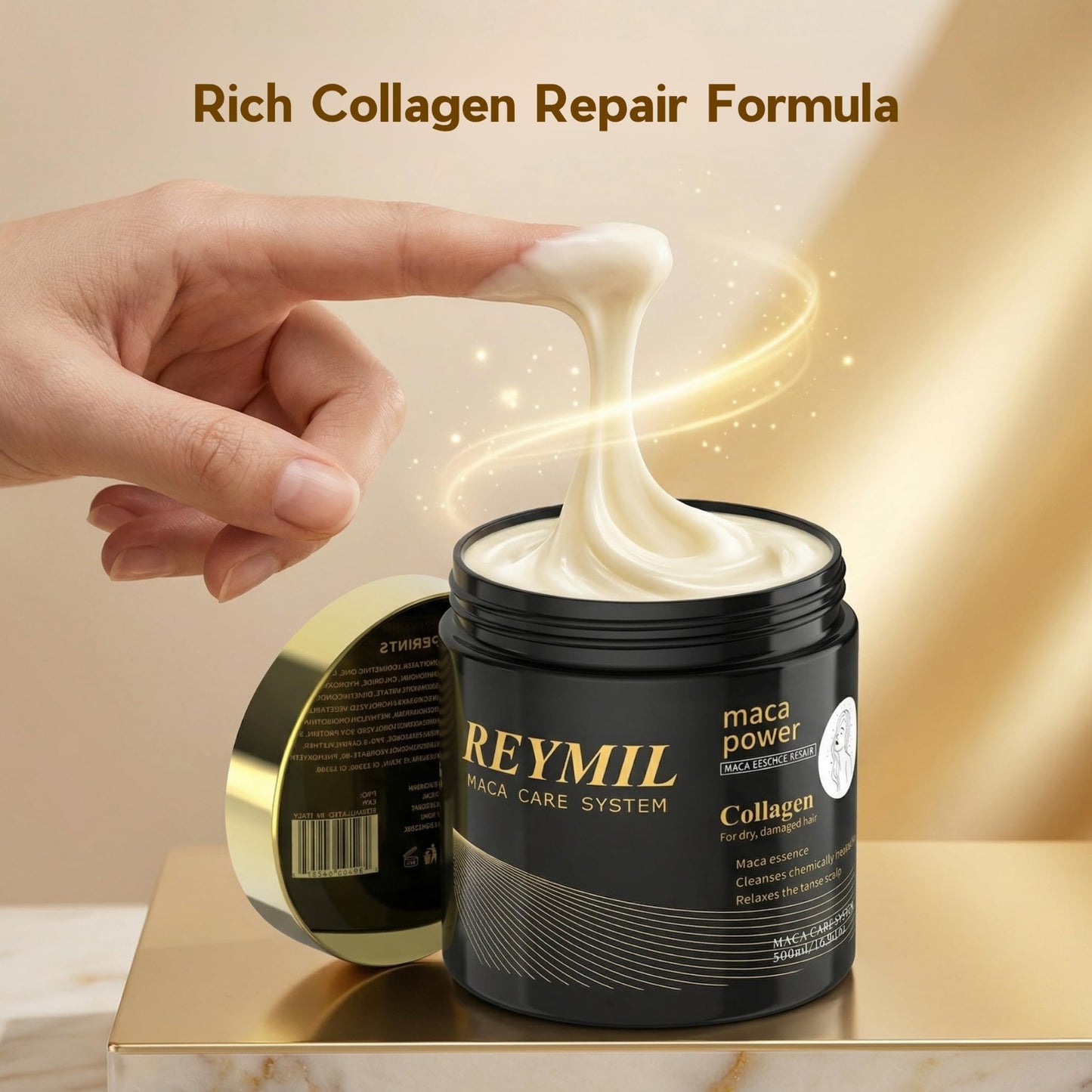 REYMIL-Collagen hair mask - hair treatment for dry damaged hair - Collagen Hair Treatment Deep Repair Conditioning Argan Oil Shine and Softness for Healthy Hair -16.9onz mascarilla para el cabello