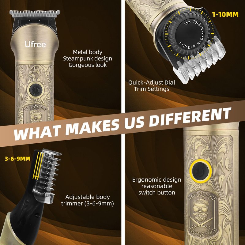 Ufree Beard Trimmer for Men, Electric Razor Shaver, Cordless Hair Clipper Shaving Kit for Mustache Body Nose Ear Hair Facial, Adjustable Beard Grooming Kit Father Birthday Gifts for Men Husband Dad