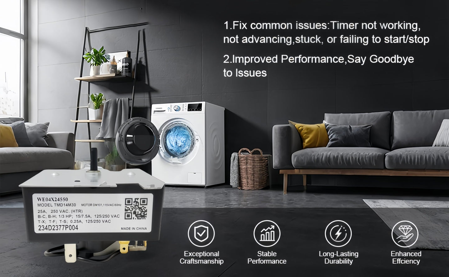 Dryer Timer 234D2377P004 Replacement for GE & Hotpoint | Compatible with WE04X24550 & Multiple Models | 1-Year Warranty