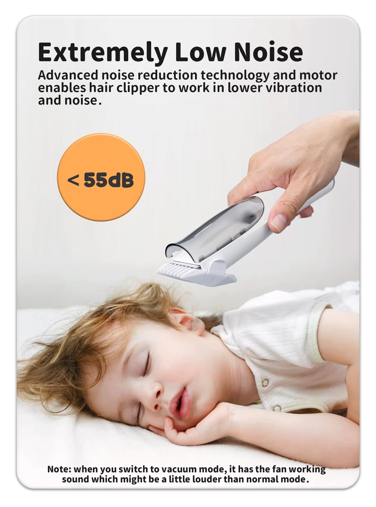 2-in-1 Vacuum Hair Clippers – Cordless Rechargeable Low Noise Hair Clipper for Kids, 2-Speed Powerful Suction Vacuum Hair Cutter, Waterproof Safe Blade Trimmer for Hair