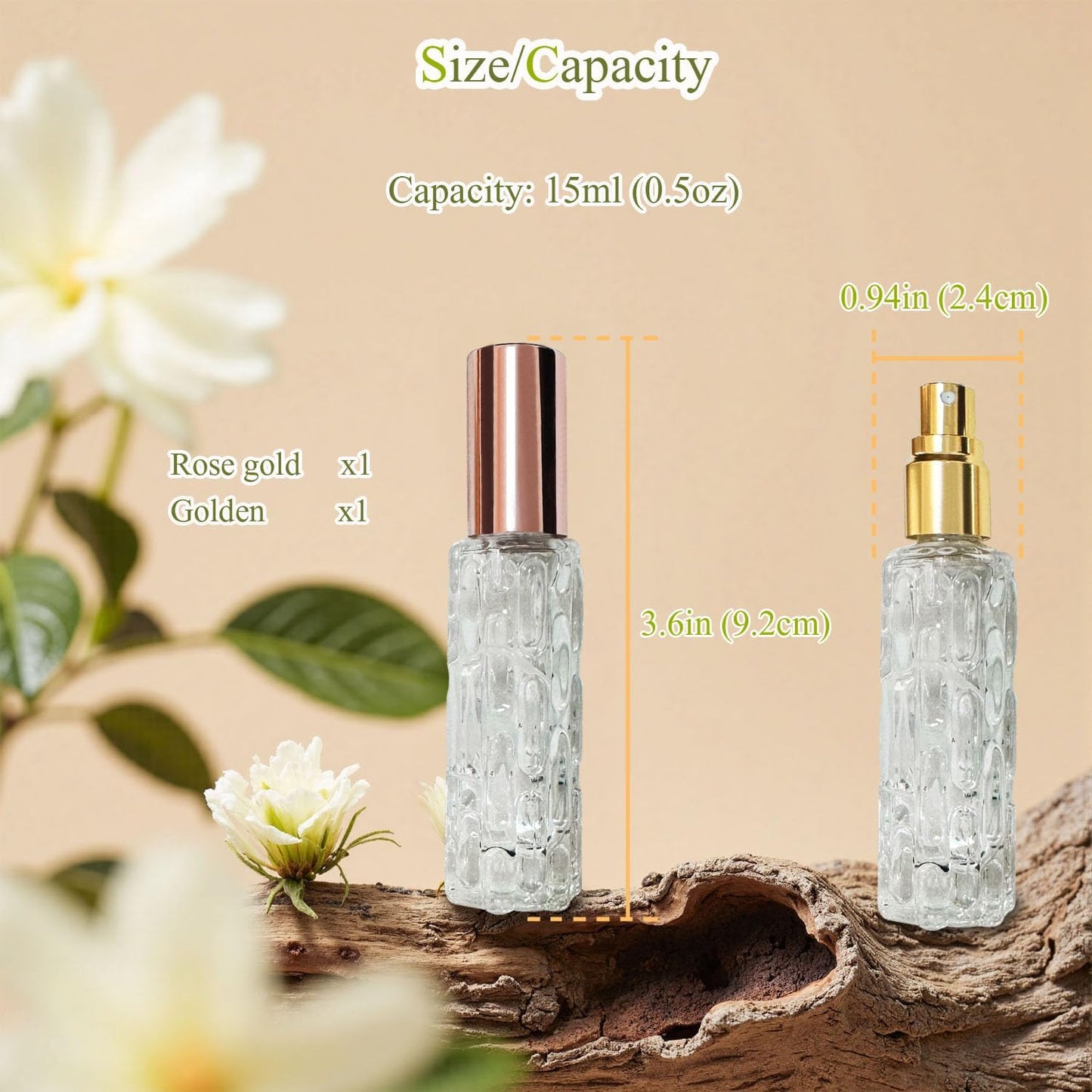 Refillable Travel Perfume Atomizer - 15ml Mini Glass Bottles | Perfect for Travel & Gatherings (2 Pack)