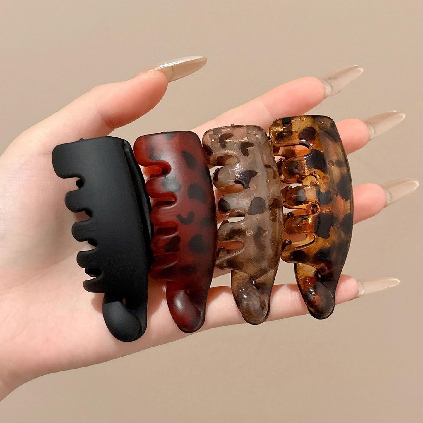 Small Banana Hair Clips - 4Pcs Matte Vintage Claw Clips | Strong Hold Hair Accessories for Thick & Thin Hair