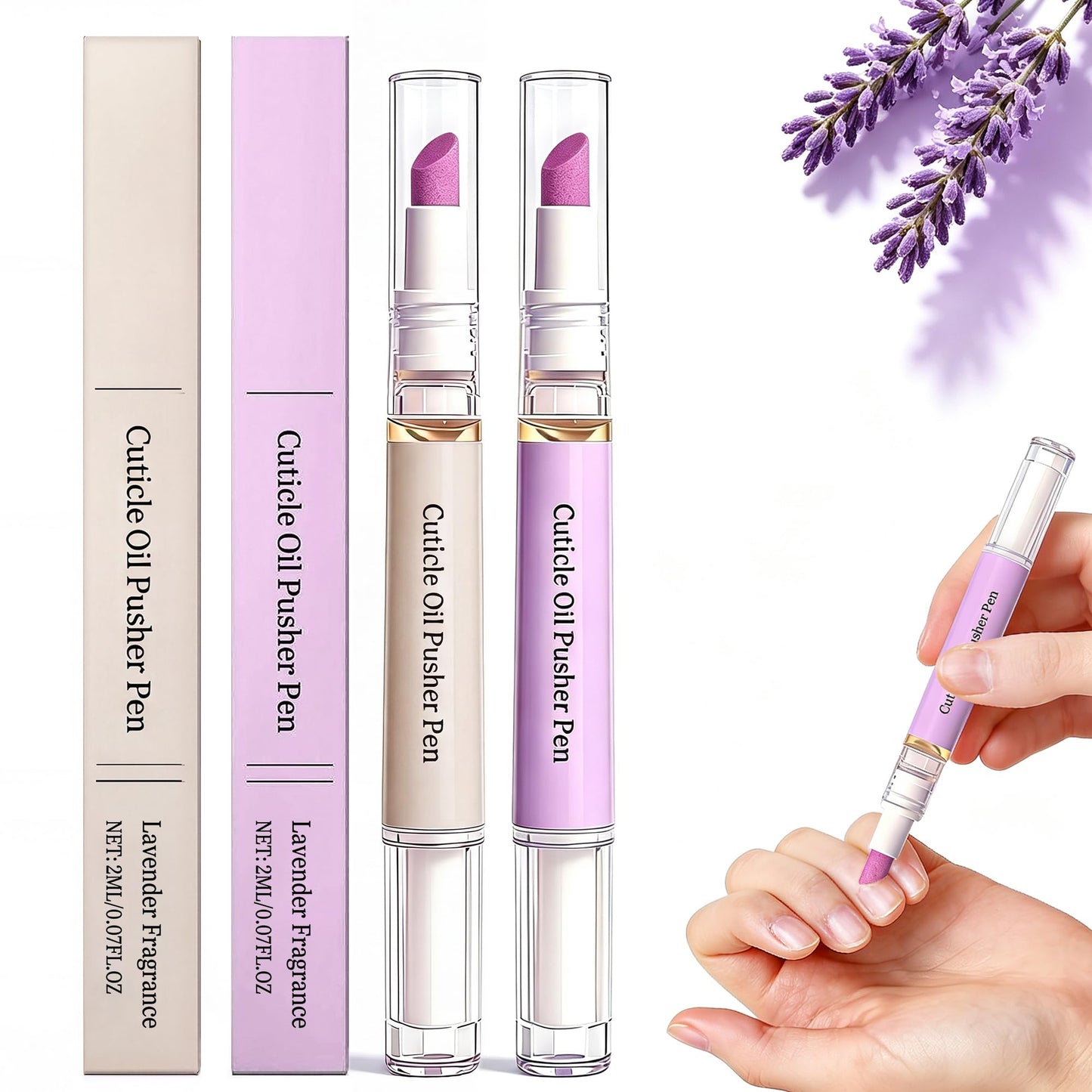 2 Pcs 2-in-1 Cuticle Oil Pusher Pen - 2026 New Ceramic Cuticle Pen,No Leak Travel Size Cuticle Pusher Pen With Oil,Moisturizing And Brightening Instant Keratin Removal Tool For Dry Damaged Nails