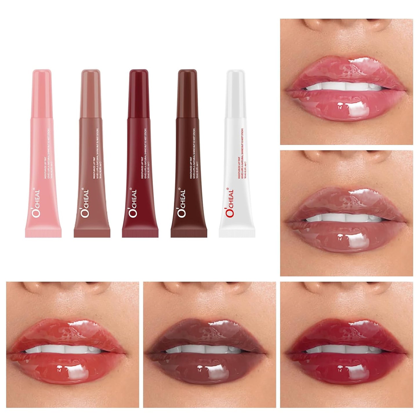 O'CHEAL Lip Gloss - Hydrating Tinted Lip Balm for Women | Lightweight, Plumping, Non-Sticky, Long-Lasting (Light Brown)
