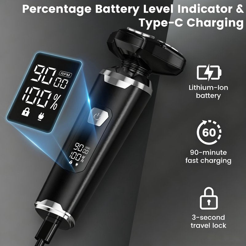 Electric Razor for Men: Wet/Dry Electric Shaver with 4D Flexible Floating Technology, Low Noise High-Torque Motor, 3-in-1 Cordless Shaver for Beard/Nose/Sideburns