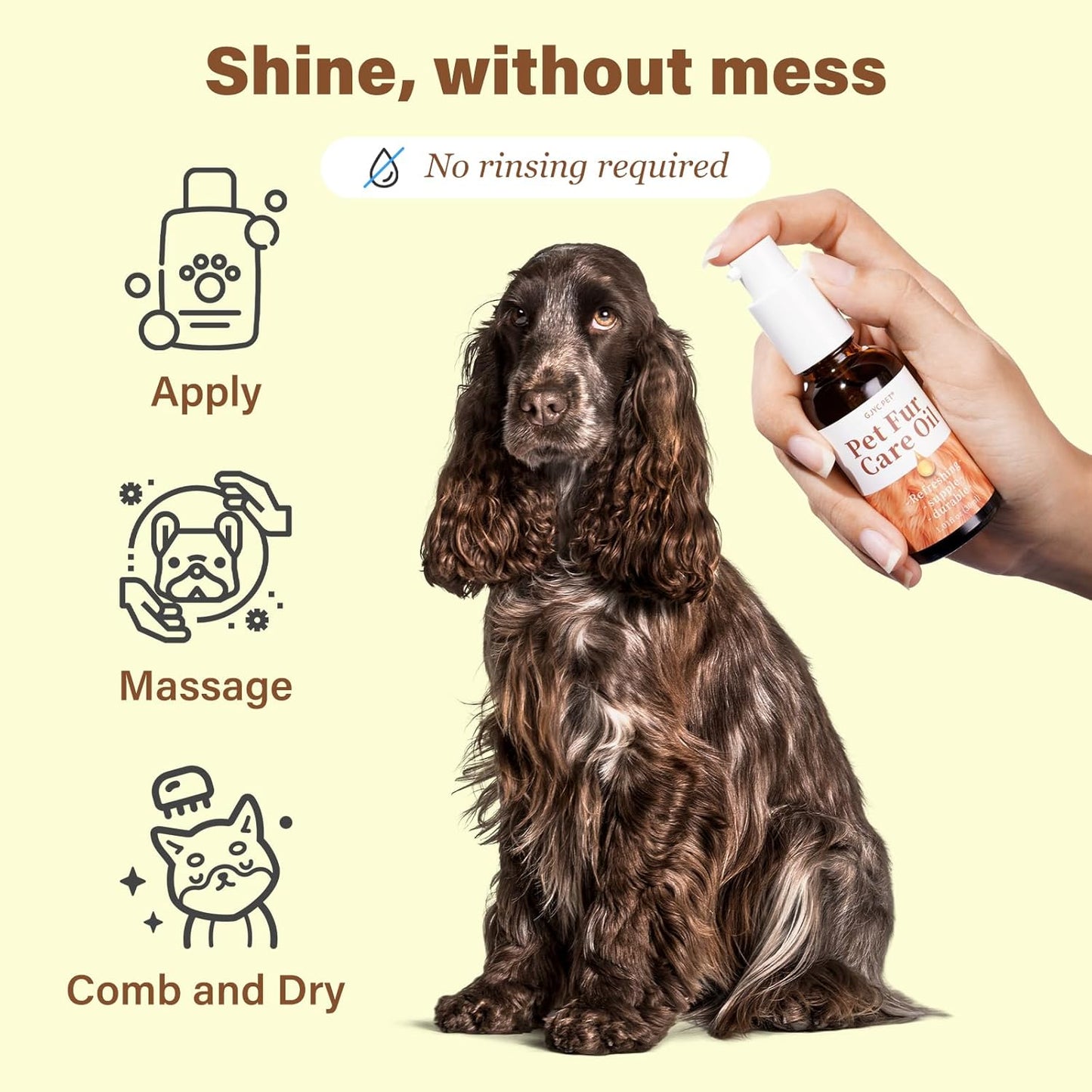 Pet Fur Care Oil - Leave-In Conditioner for Dogs & Cats | Reduces Shedding & Adds Shine with Collagen - 1.01 fl. oz