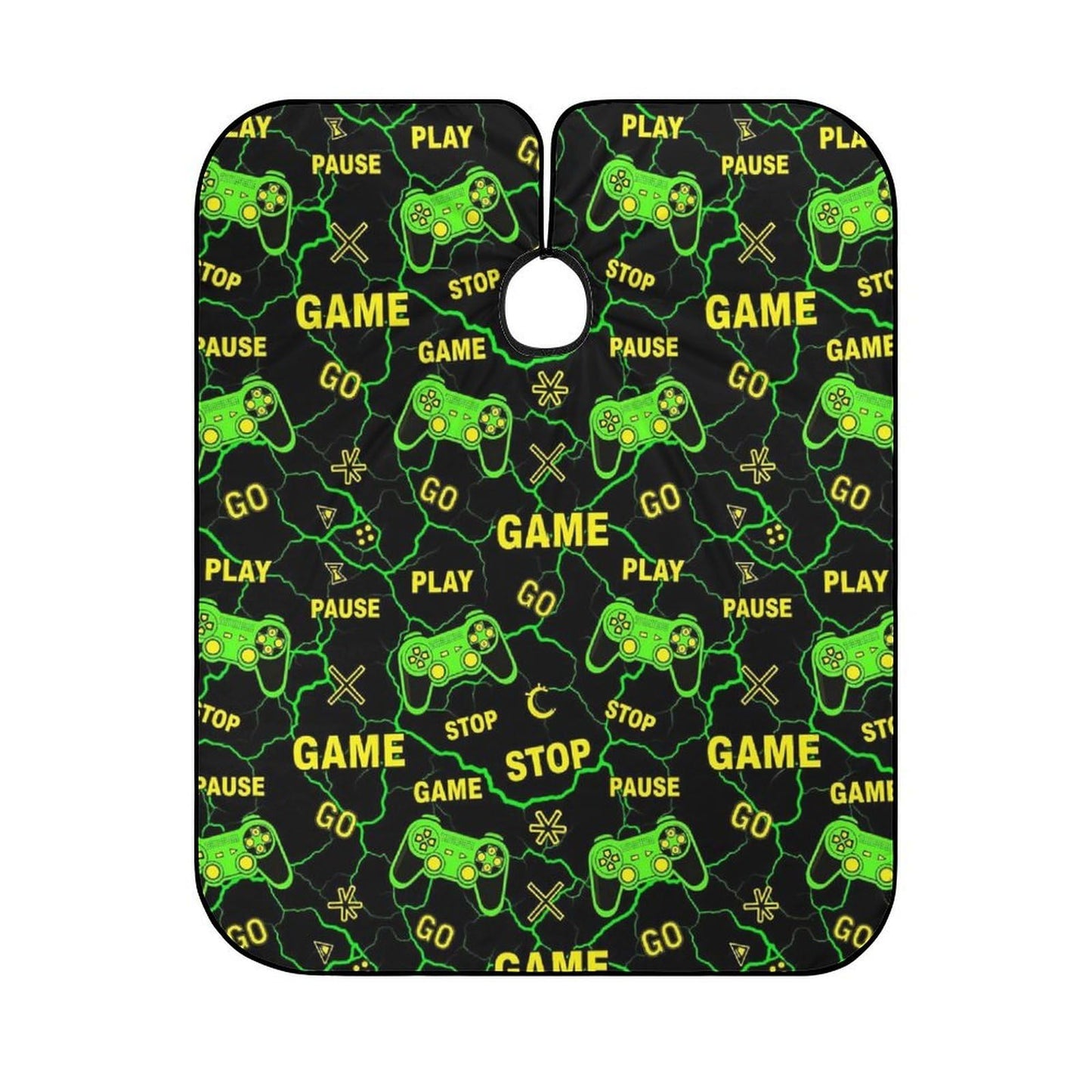 Men's Professional Hair Cutting Cape with Adjustable Closure Barber Cape Cool Green Video Game Weapon Games Pattern