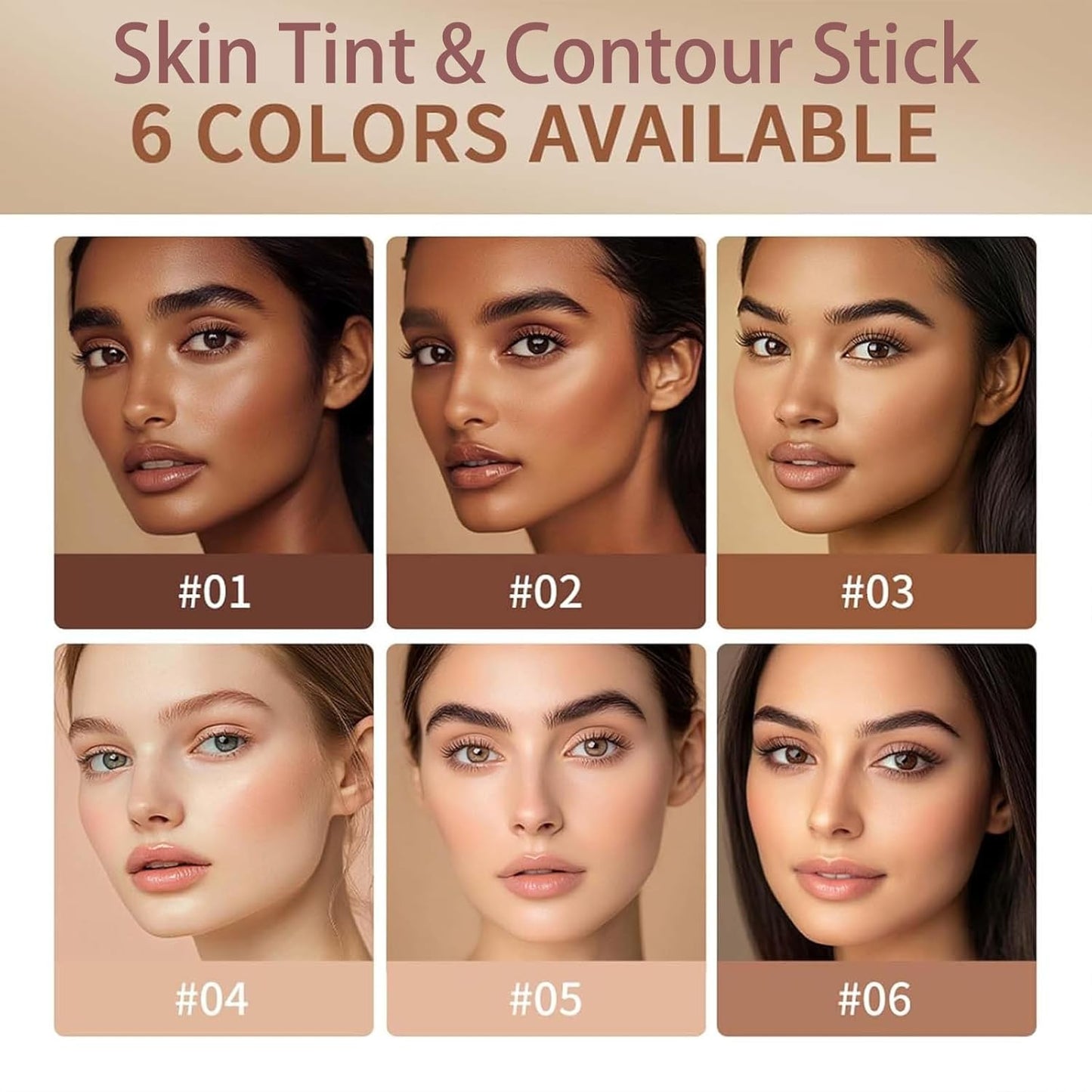 Hydrating Skin Tint & Contour Stick - Tinted Beauty Balm Foundation for Natural Finish | Buildable Coverage, Quick Application