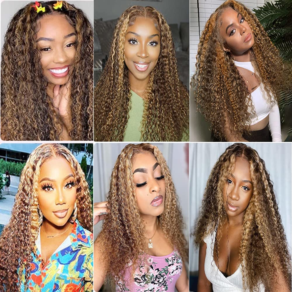22 24 26 Inch P4/27 Blonde Bundles Human Hair Water Wave 3 Bundles Brazilian Remy Hair 50 Grams/Bundle 10A Grade Unprocessed Virgin Hairs Highlight Blonde Water Wave Bundle Weaves Extensions