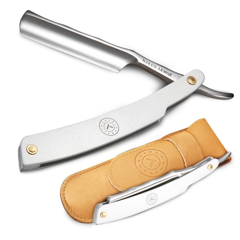 Naked Armor Merlin Straight Razor - Shave Ready 7/8" Round Nose Japanese Stainless Steel Straight Razors for Men with Powdered Steel Scale, Case Included, Close Shave