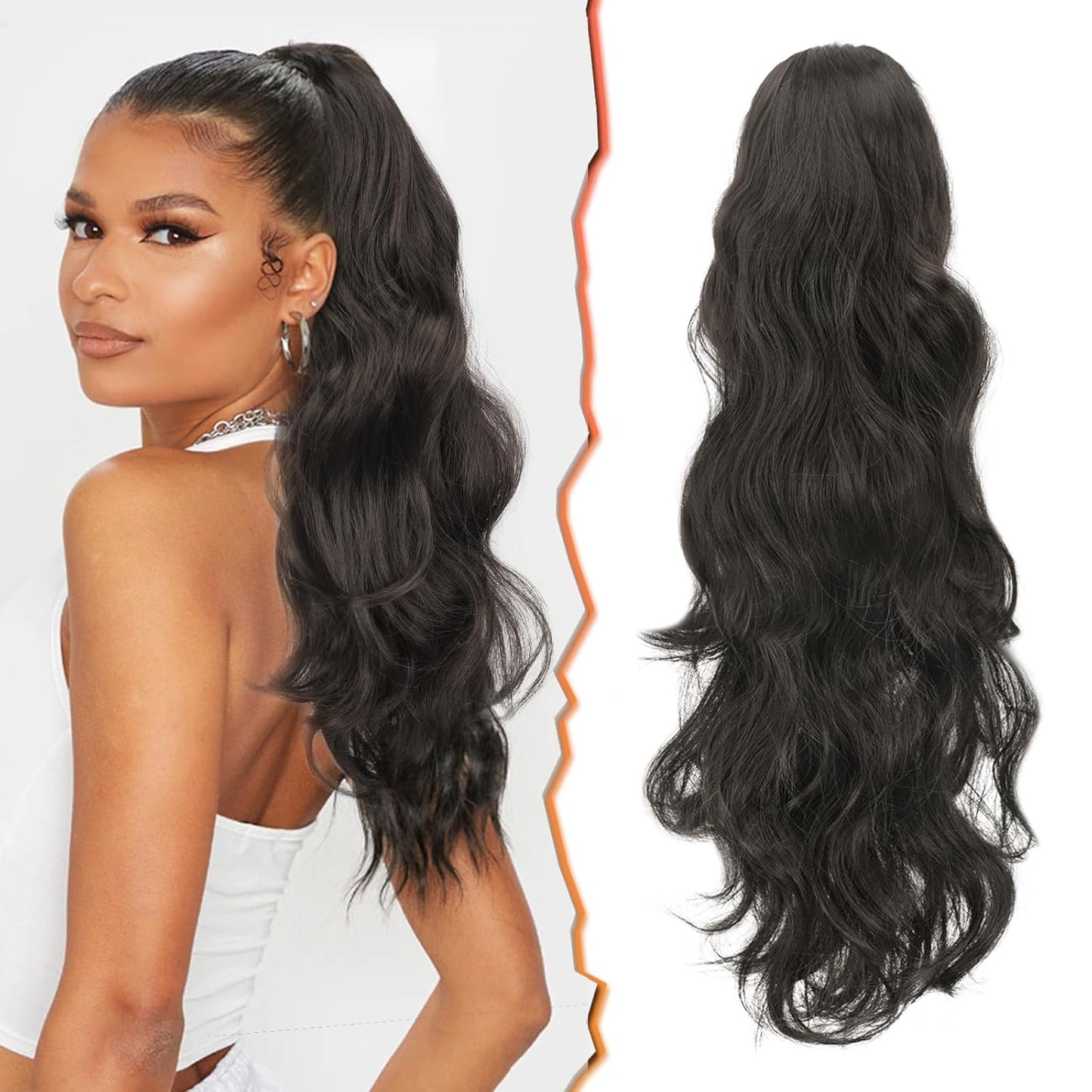 Claw Clip Ponytail Extensions - 14 Inch Short Wavy Gray Hairpiece for Women | Thick Synthetic Ponytail