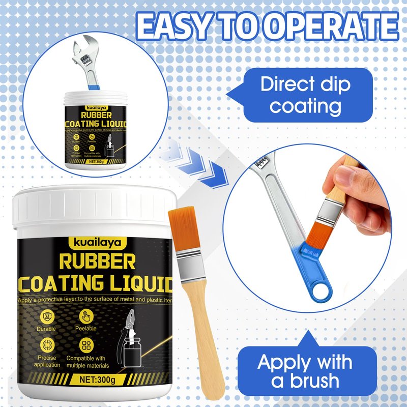 kuailaya Rubber Dip for Tools, Liquid Rubber Dip Tool Handle Dip Coating Effective Protection Slip Resistance Waterproof and Insulating Easy to Peel for Tool Protection, Creative DIY, Blue 300g