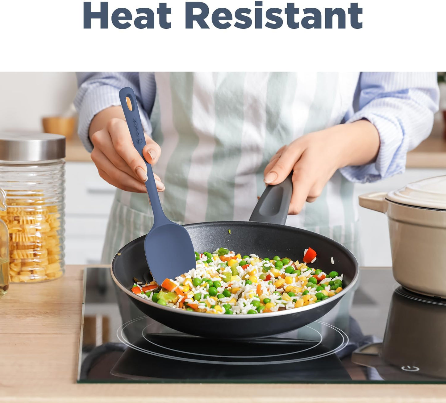 ChefAide Silicone Spatula Set - 5 Pieces, Heat Resistant Up to 600°F | Ergonomic Grip for Nonstick Cookware