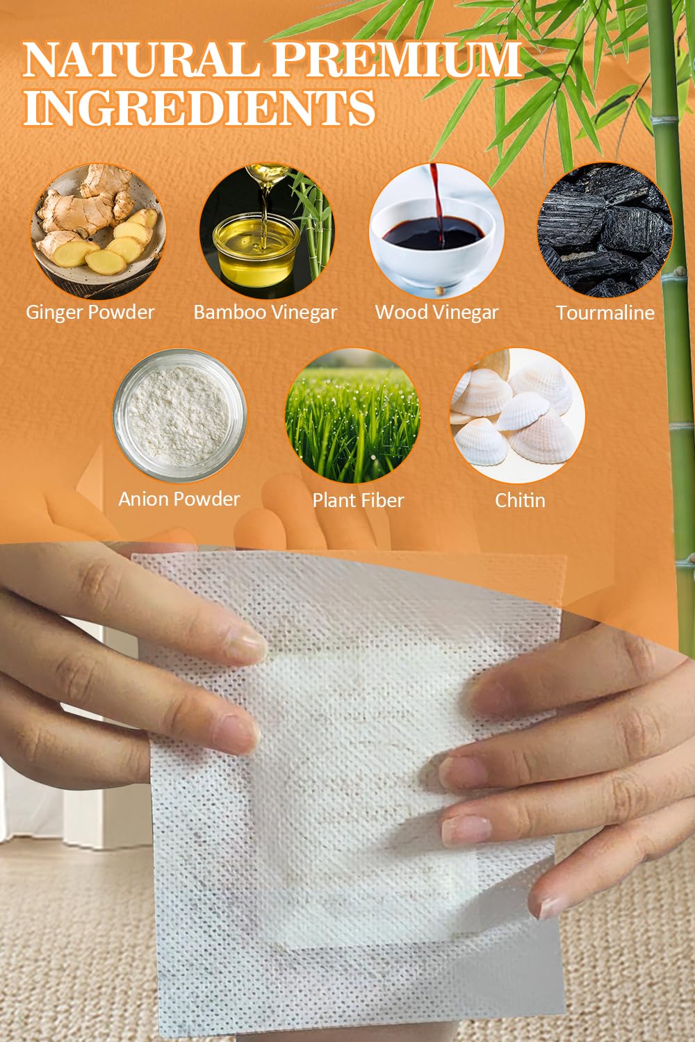 TEWEAE Foot Pads, Ginger FootPads, Natural Ginger Powder Bamboo Vinegar Foot Patches to Feel Better, Sleep Better & Relieve Stress, 20 Packs.