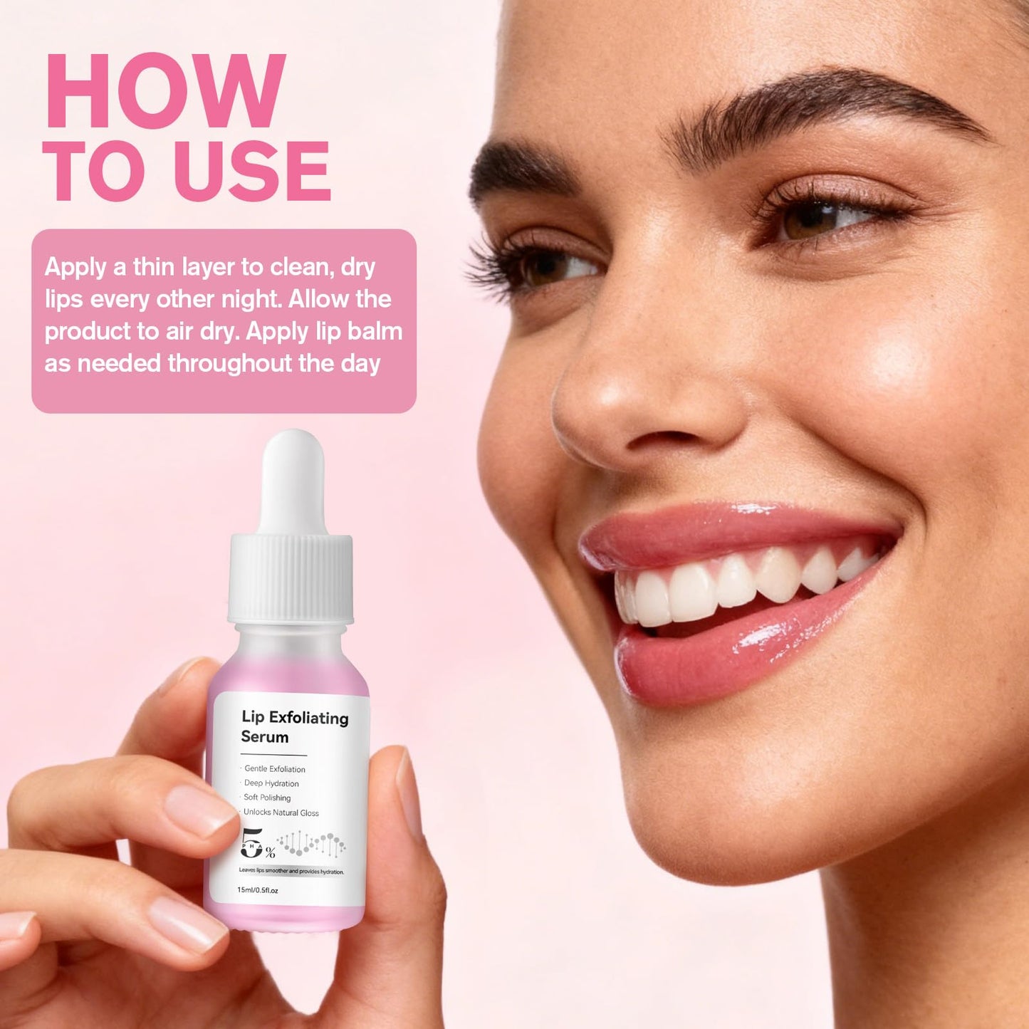 PHA 5% Exfoliating Lip Serum – Overnight Leave-On Treatment for Dry, Cracked Lips, Hydrating Lip Exfoliator & Primer for Smoother, Softer, Plump-Looking Lips (2)