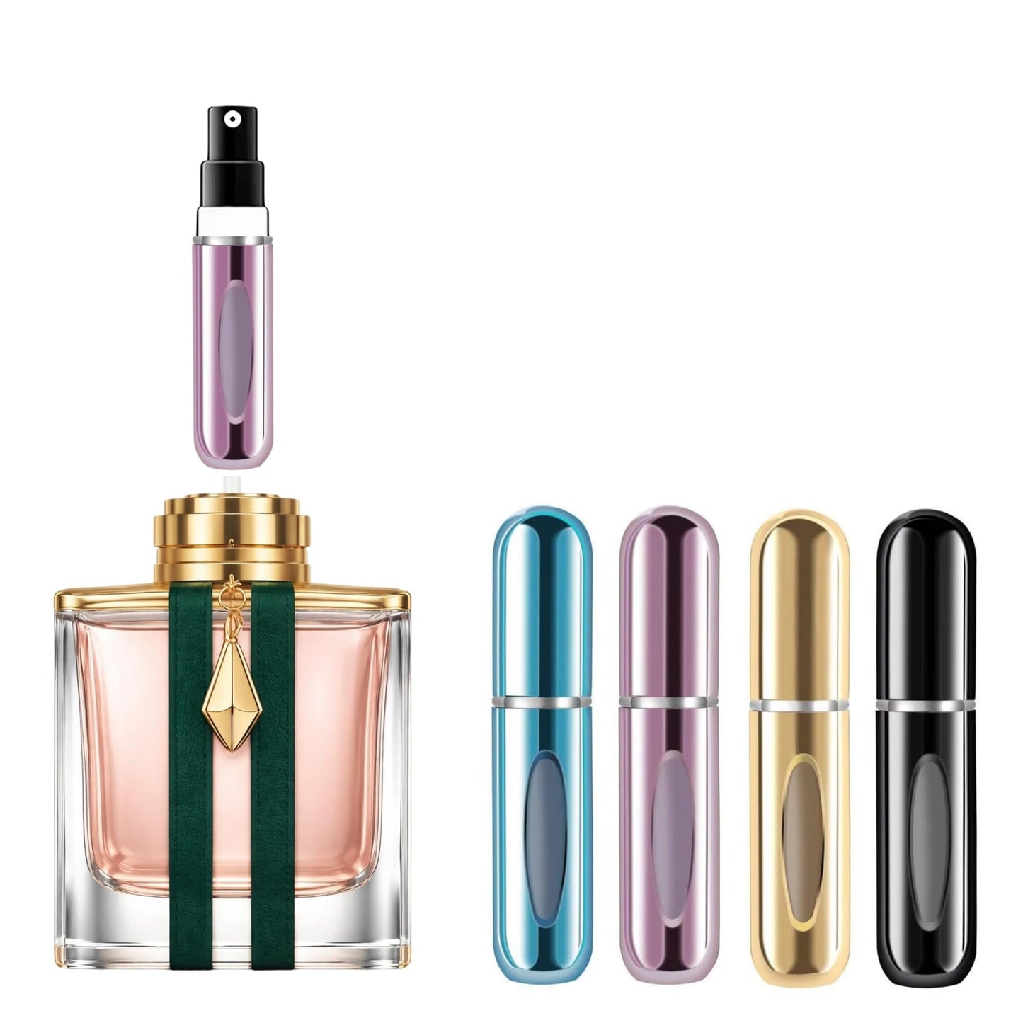 4 Pcs Refillable Perfume Atomizer, Travel Perfume Bottle Refillable and Leak-Proof, Portable Empty Cologne Atomizer, Mini Refillable Perfume Bottle for Pocket, Easy to Refill Decant Sprayer (5 ml)