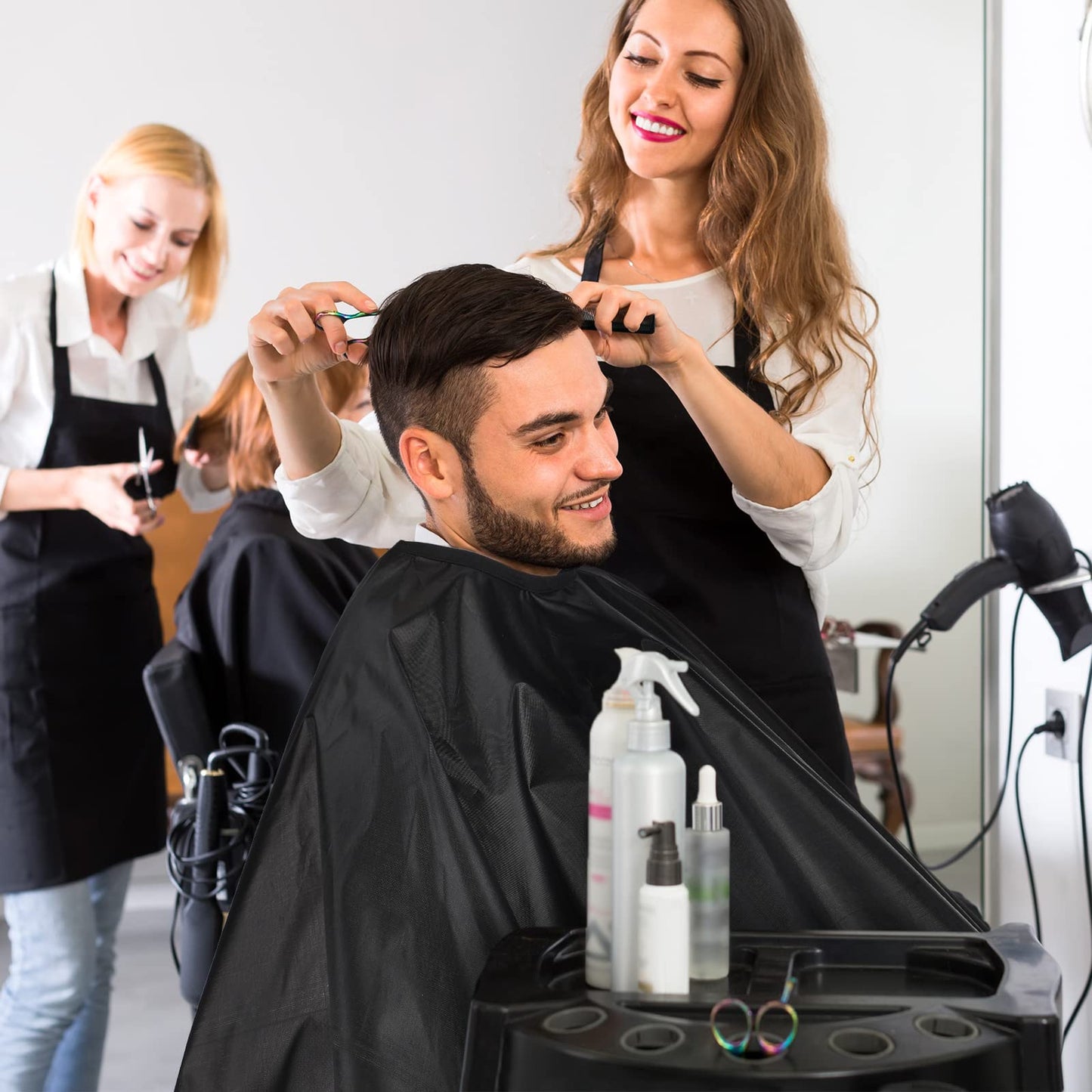 Foaincore 20 Pack Professional Hair Cutting Salon Nylon Cape Barber Styling Hair Cape with Snap Closure(59 x 51 Inches)
