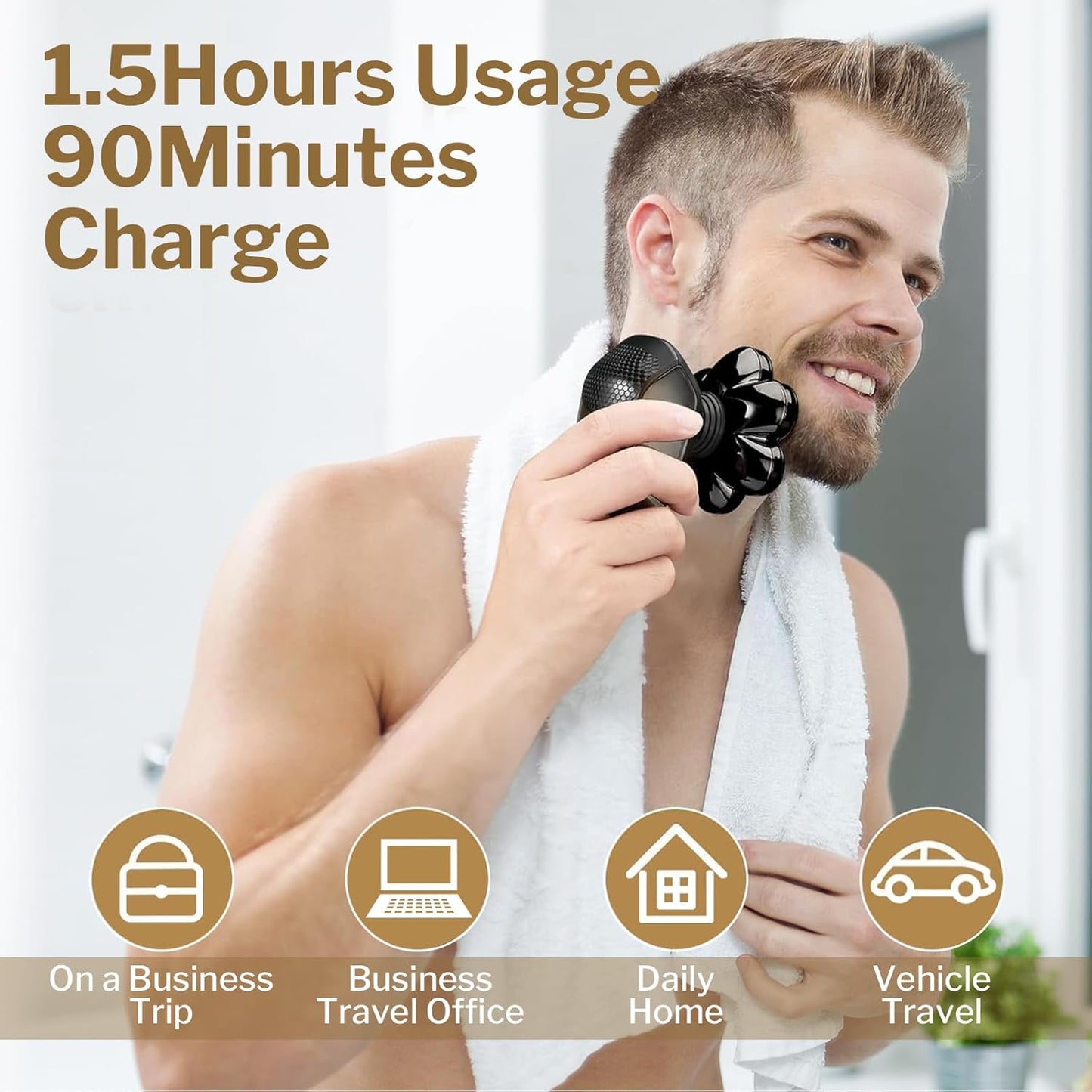 5-in-1 Electric Head Shaver for Bald Men - IPX7 Waterproof Grooming Kit | 7D Floating Blades, Detachable Magnetic Head