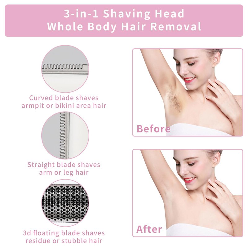 Beanify Wet & Dry Electric Razor for Women Men,4 in 1 Rechargeable Led Display Electric Shaver and Facial Hair Remover,Painless Ladies Body Razors for Nose Face Body Leg Bikini Arm Hair (Purple)