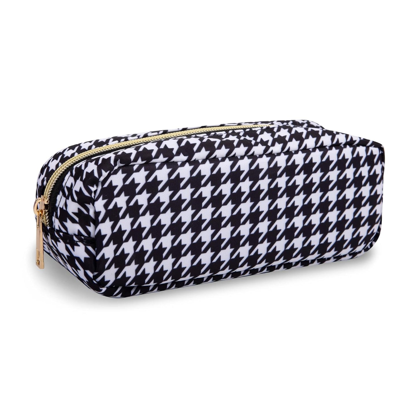Waterproof Mini Floral Makeup Bag - Nylon Travel Pouch for Women | Cute Zipper Toiletry Organizer (Mini White-Flowers)