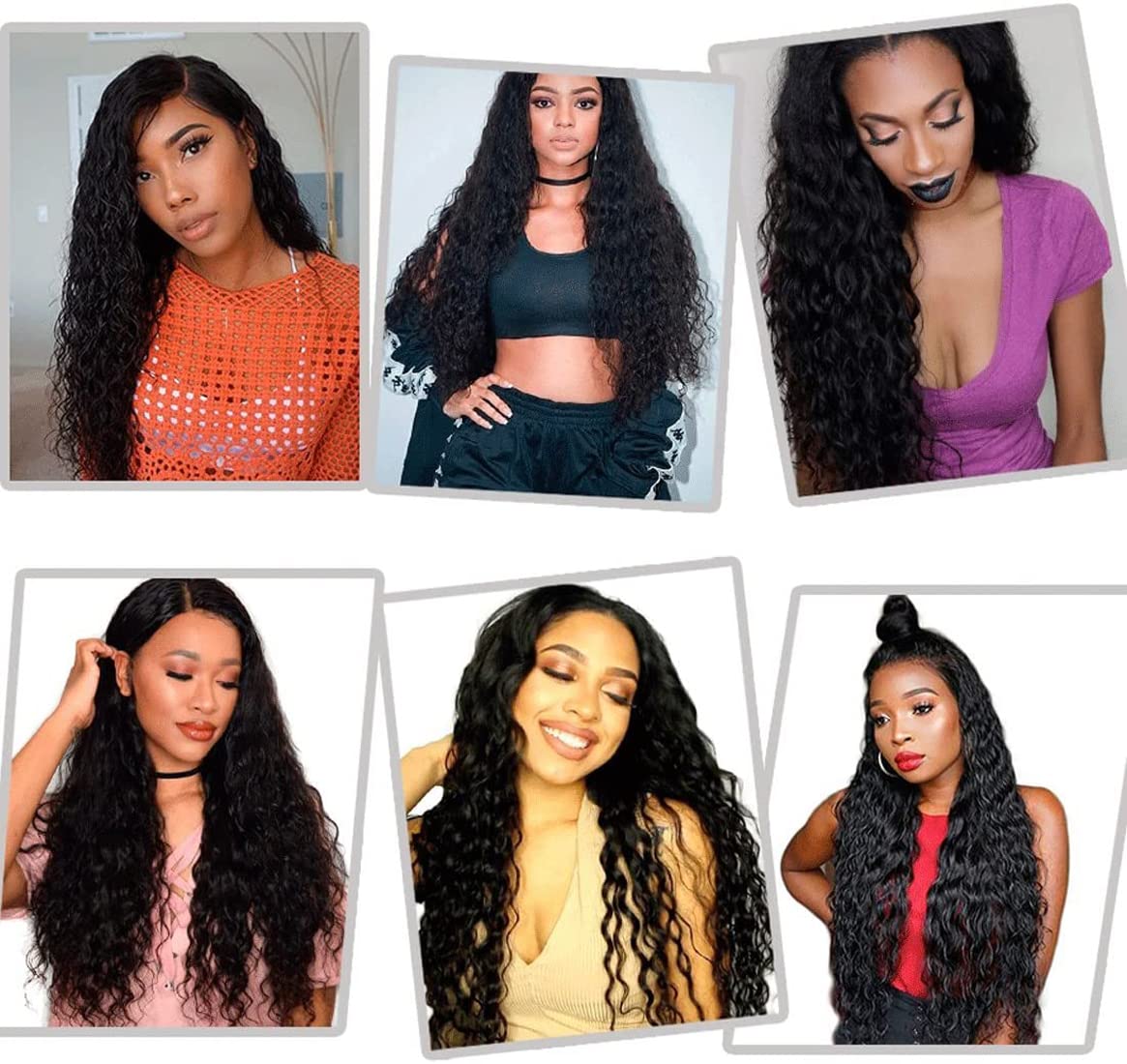 16 18 20 Inch #1B Water Wave Bundles Human Hair 3 Bundles Brazilian Remy Hair 100 Grams/Bundle 10A Grade Unprocessed Virgin Hairs Deep Water Bundle Weaves Extensions