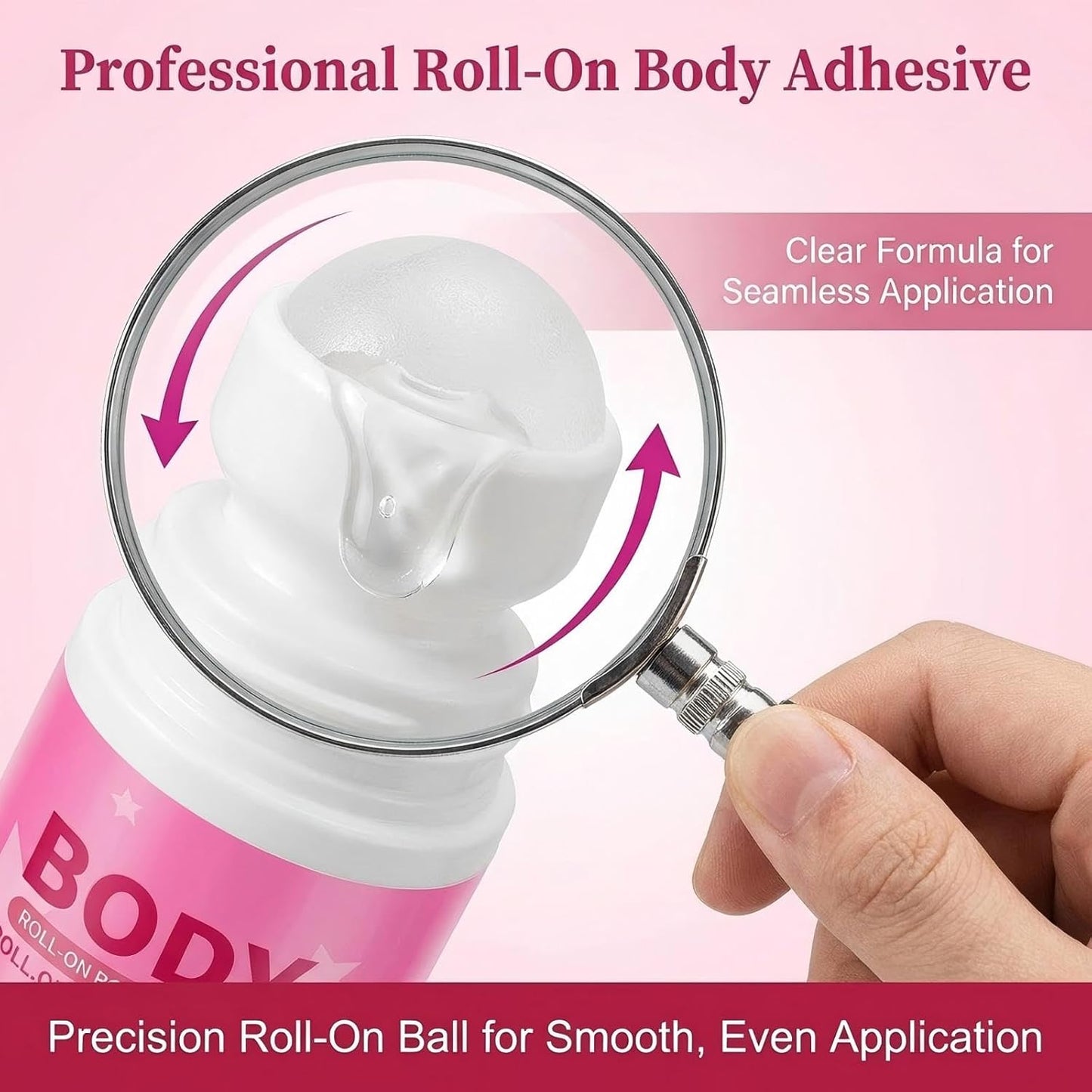 Roll-On Body Adhesive - Hypoallergenic Clear Fashion Glue | Sweat Resistant, Long Lasting Hold for Dancers & Costumes 2 Fl Oz (60ml)