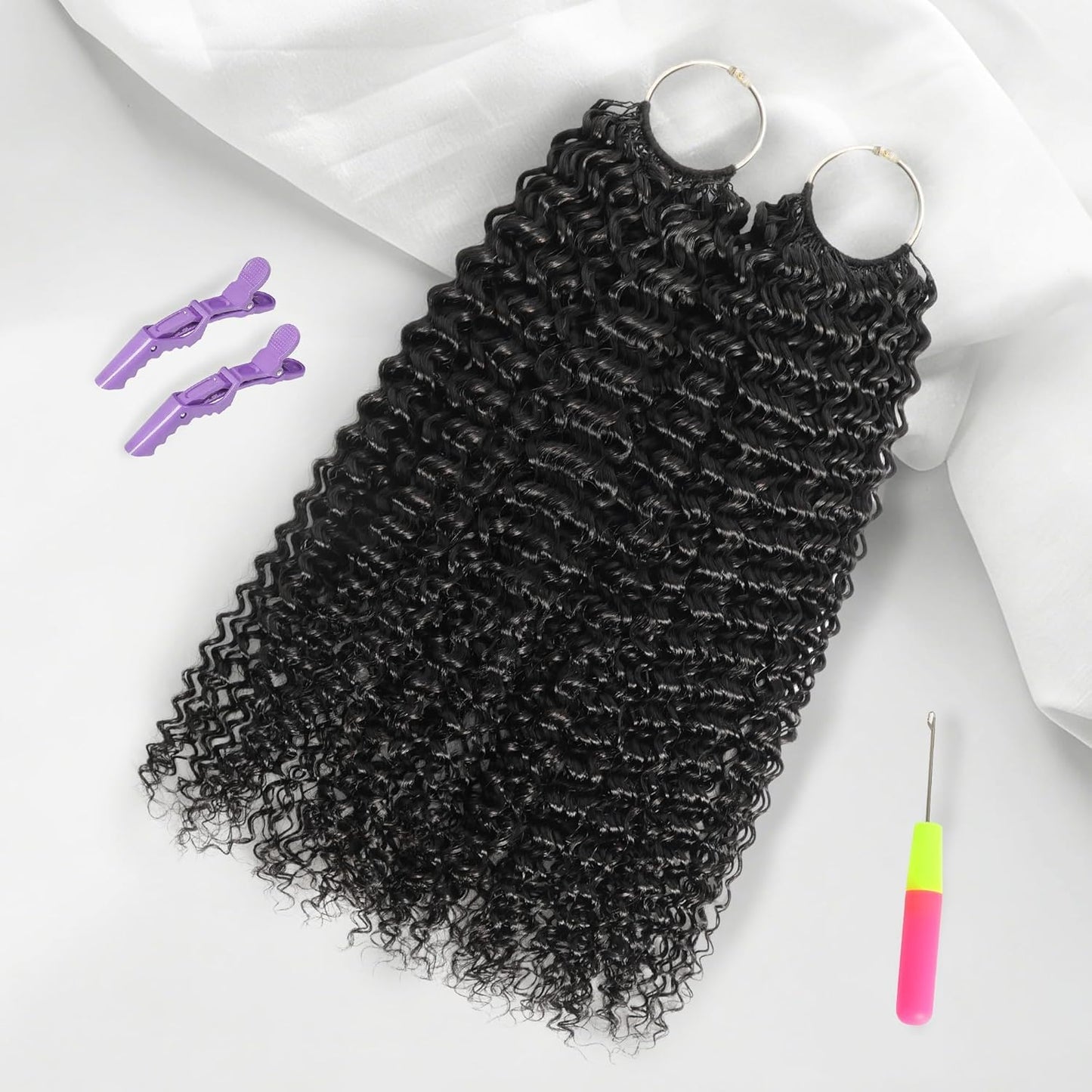 Feather Crochet Hair Extensions - 12 Inch 120g Invisible Miracle Knots for Black Women | Jerry Curly Pre-Separated Natural Black