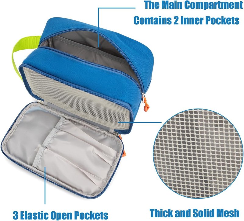 Kids Toiletry Bag - Travel-Friendly Design for Boys & Girls | Small Size, Blue Color