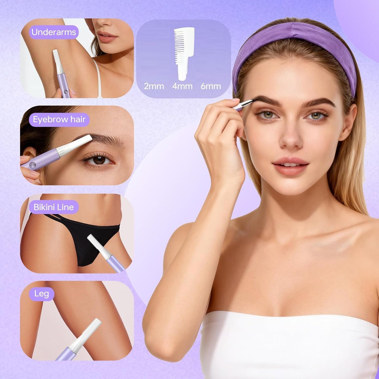 SleekSnip Nose & Eyebrow Hair Trimmer for Women, Facial Hair Shaver Perfect for Face, Ear Nose and Eyebrows Rechargeable