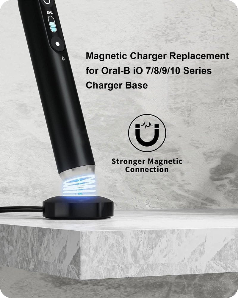 WUKUR Magnetic Charger Replacement for Oral-B iO Series 7/8/9/10 Electric Toothbrush, Magnetic Charging Base Compatible with Oral-B Electric Toothbrush iO Series (Black)