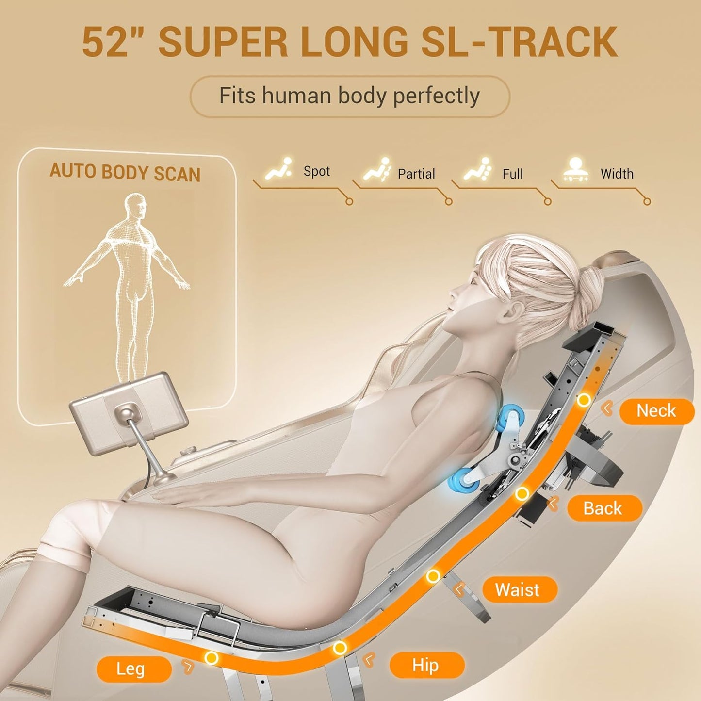 Full Body Massage Chair with Heat - Zero Gravity SL-Track 3D Massage, 12 Modes & Techniques | Calf & Foot Massage, Relaxation