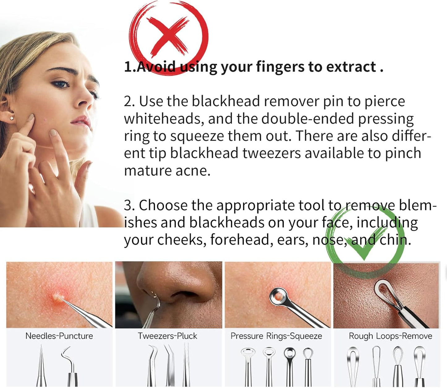 Pimple Popper Tool Kit - 22 Pcs Blackhead Remover & Comedone Extractor Set