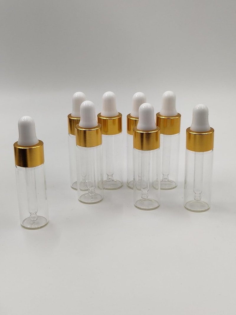 Mini Dropper Bottles - 15-Pack Clear Glass for Essential Oils & Aromatherapy | Gold Cap