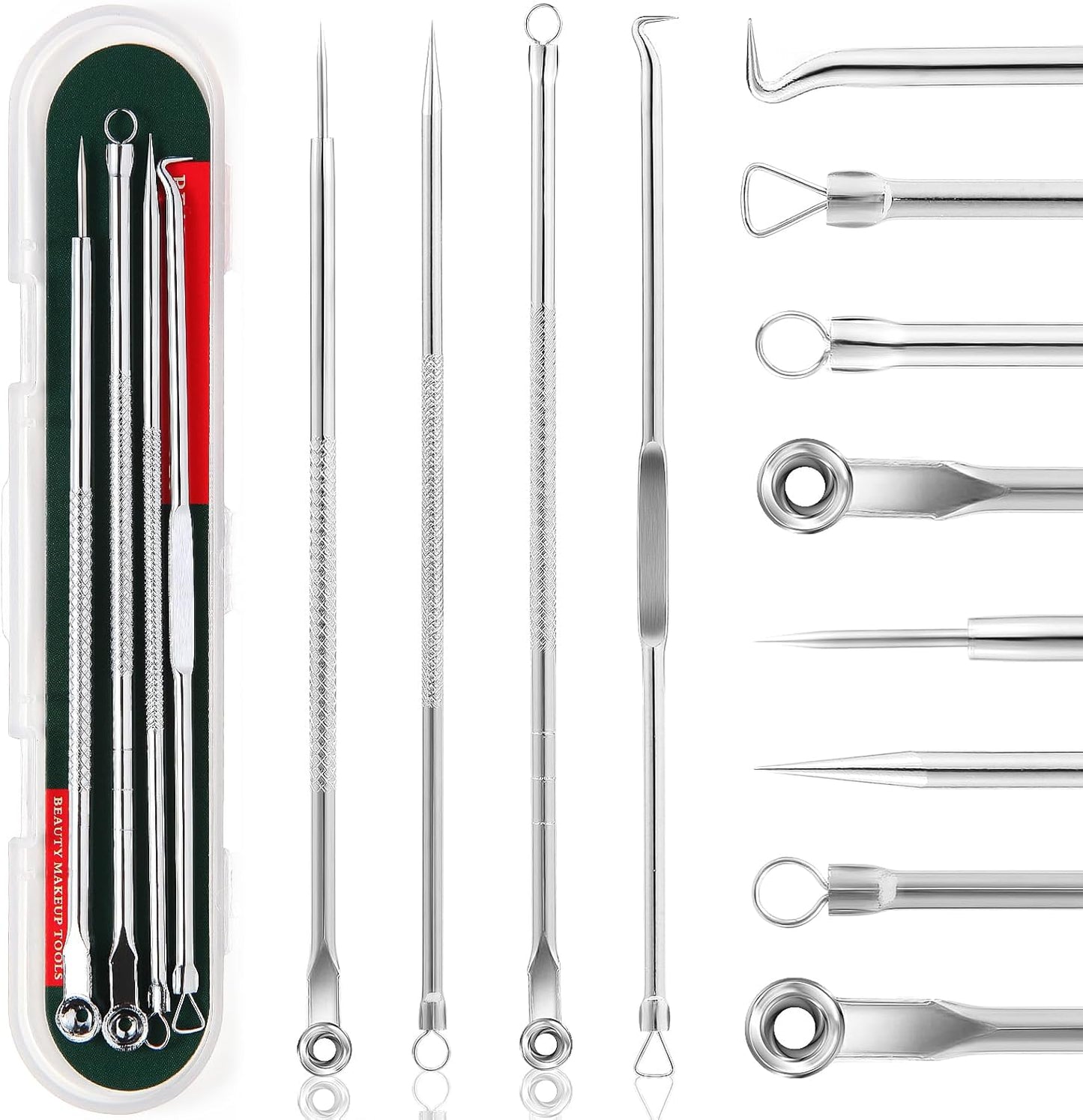 Blackhead Remover Tool Kit - Stainless Comedone Extractor for Acne & Pimples | 4-Piece Silver Set