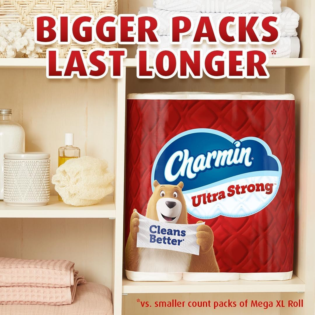 Charmin Ultra Strong Toilet Paper - 24 Mega Rolls | 120 Regular Rolls, Soft & Durable