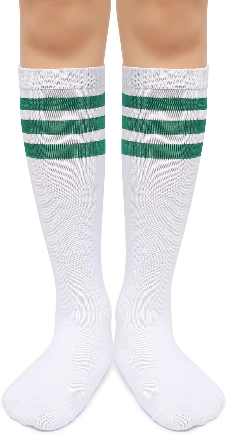 Kids Over the Calf Tube Socks - Soft Cotton Athletic Stripes for Boys & Girls | Comfortable Fit