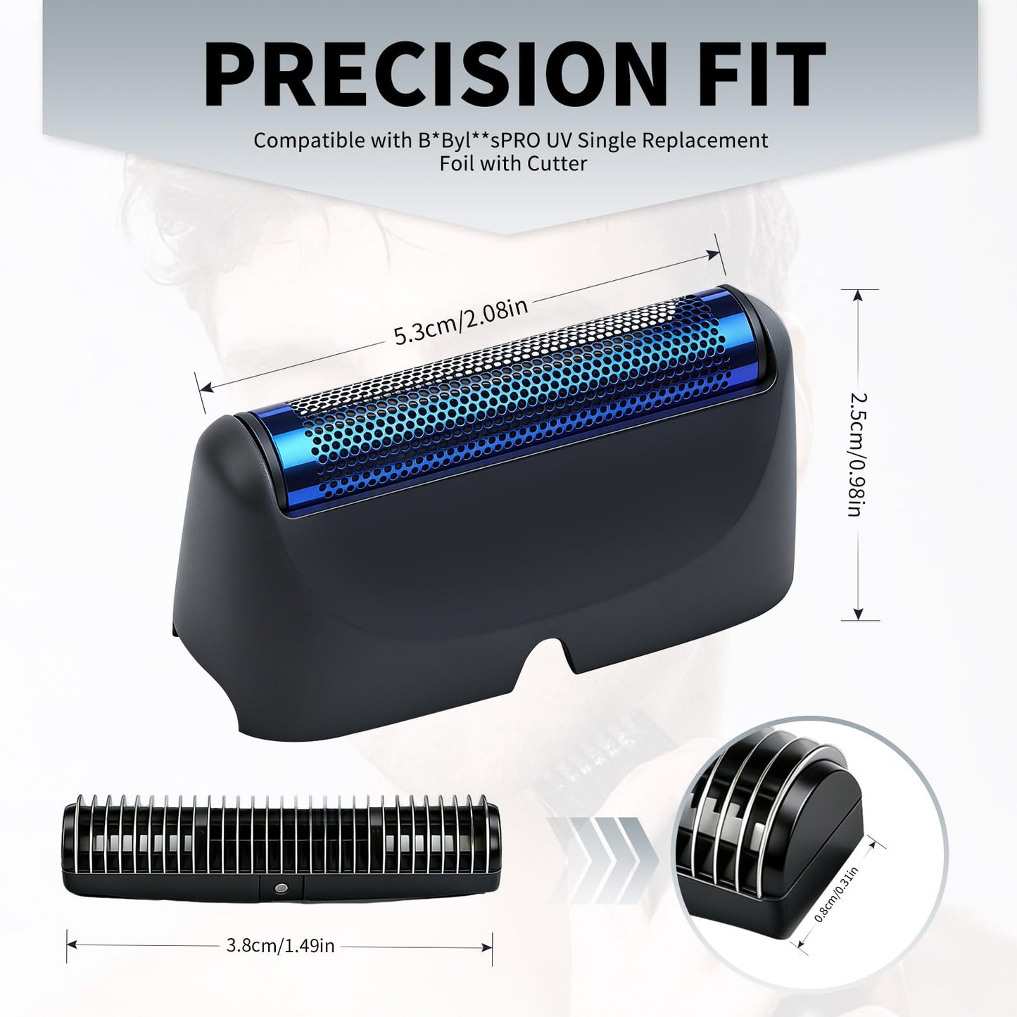 Shaver Replacement Foil and Cutter,Compatible with BaBylissPRO UVFOlL Single Replacement Foil with Cutter-Black-2pcs