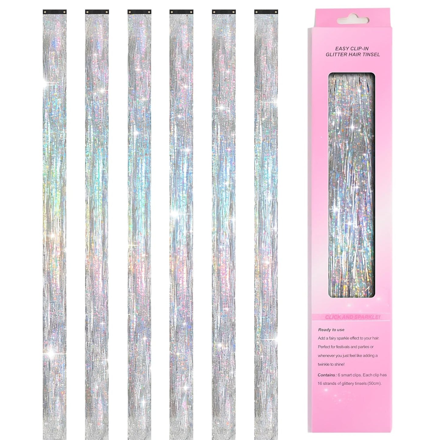 12 Colors Hair Tinsel Kit - 48 Inch Heat Resistant Hair Extensions | 3600 Strands Sparkling Glitter for Festivals & Parties