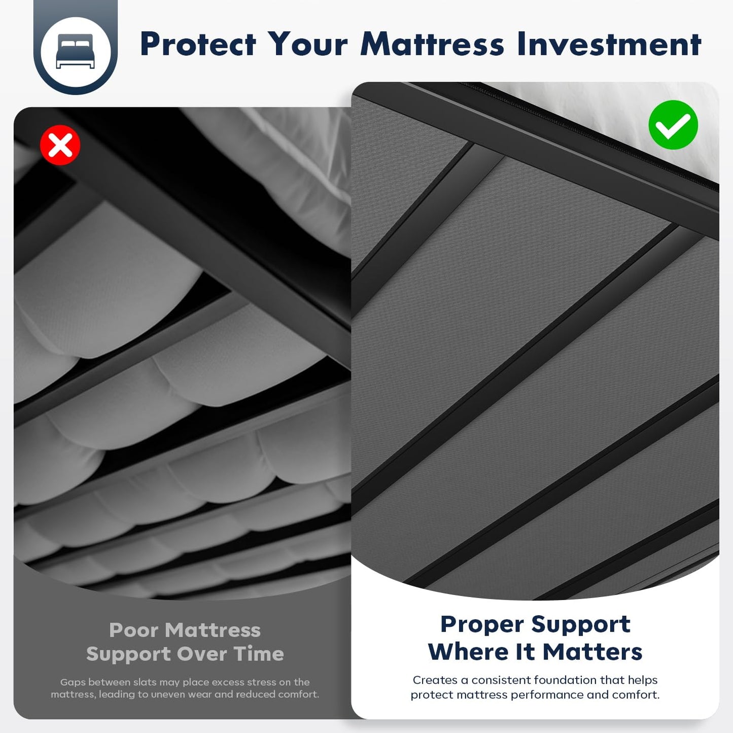 BedBro California King Bunkie Board 10mm (72" x 84") – Black Under Mattress Support, Anti-Sag & Noise-Free, Breathable Low Profile Bed Board for Metal Frame, Platform & Slatted Beds