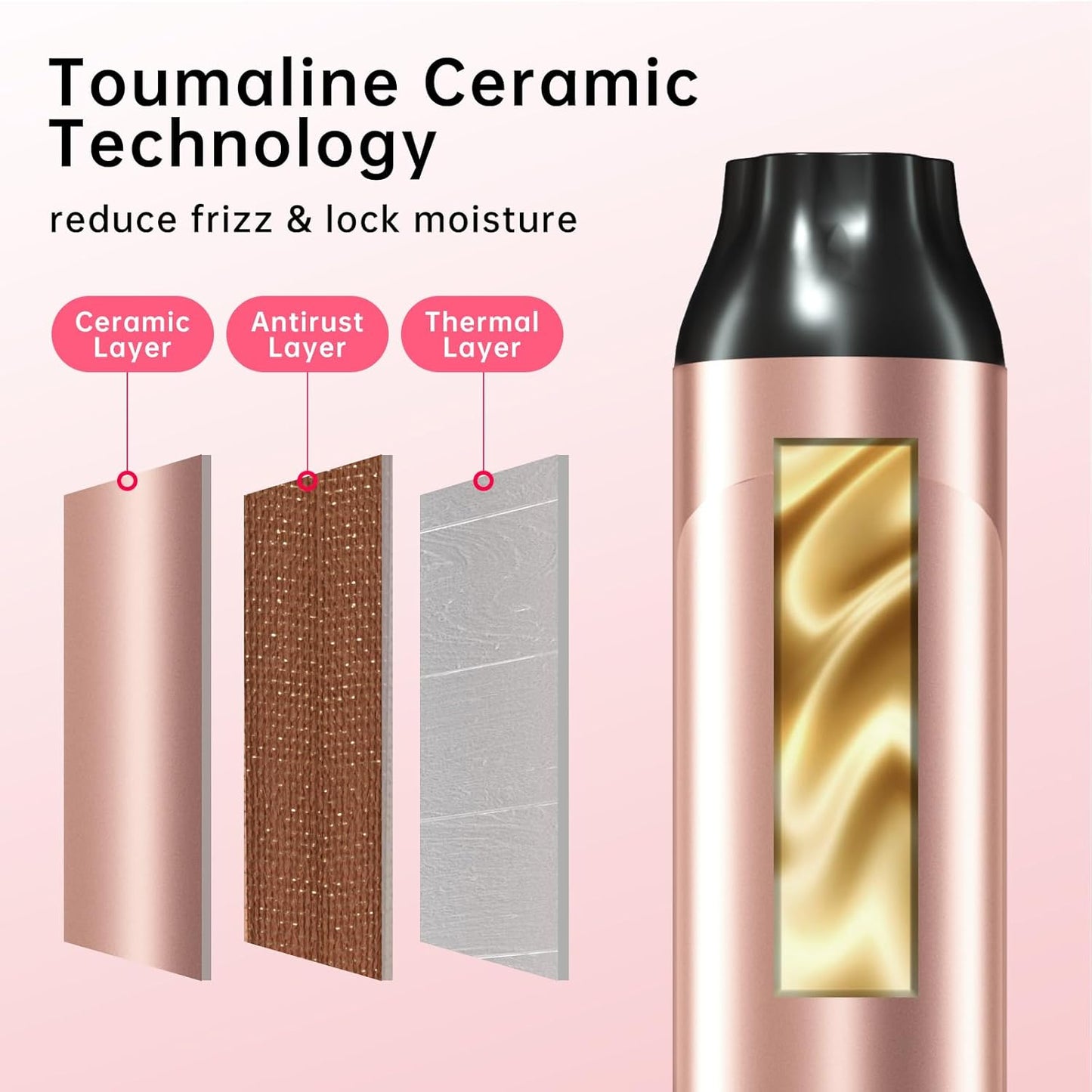 Large Barrel Curling Iron - 2 Inch Curling Wand with LCD Display & 8 Temperature Settings | Lightweight for Long Hair