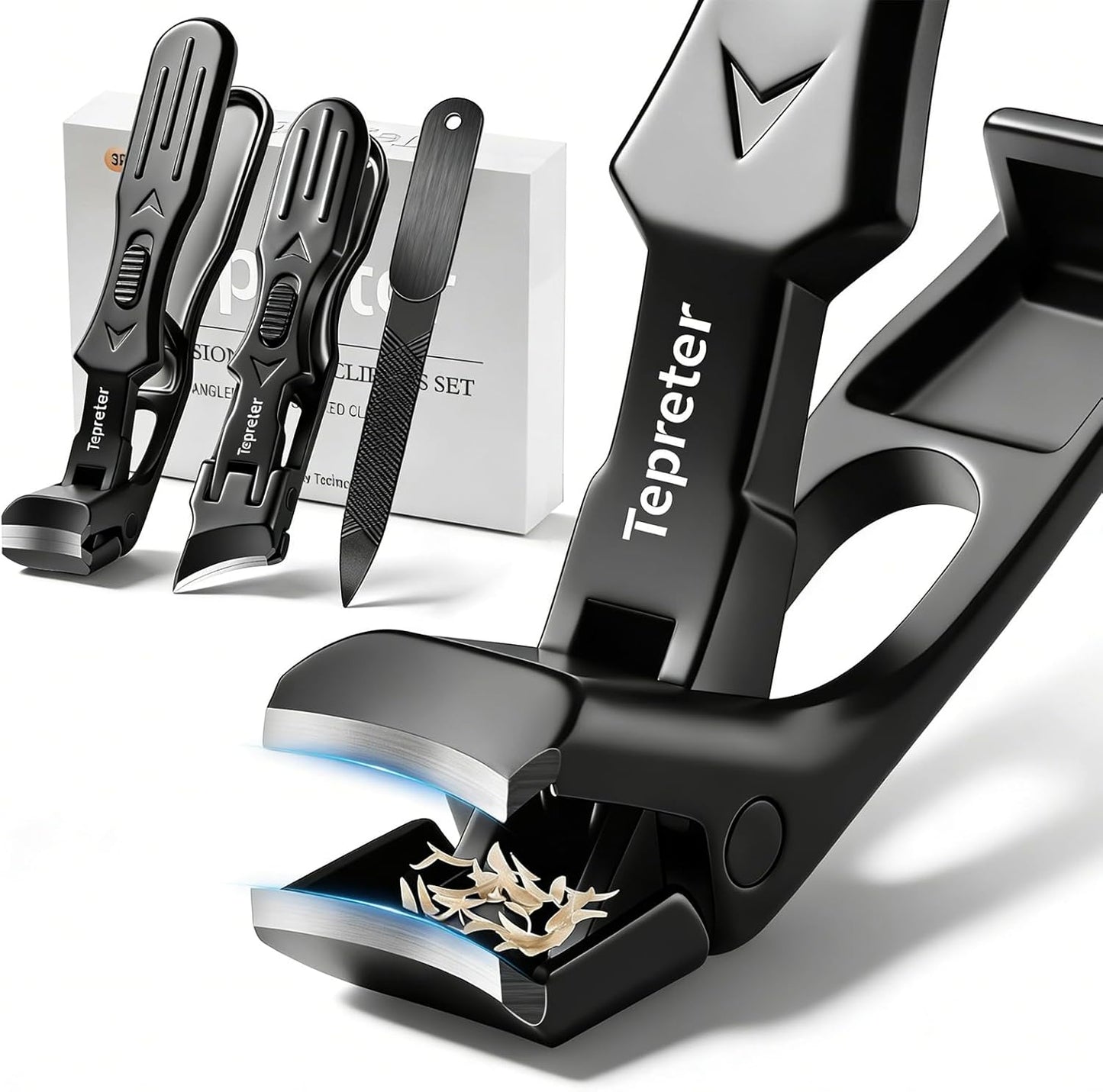Nail Clippers Set for Seniors - 3-Piece Angled Head Toenail & Fingernail Cutters | Heavy Duty with Wide Jaw Opening