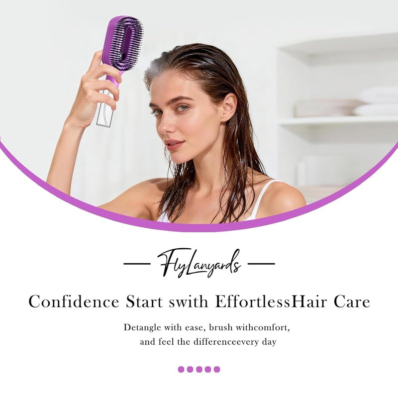 2-in-1 Detangler Hair Brush with Mister Spray - Wet & Dry Anti-Frizz Brush for Curly, Wavy & Straight Hair | 50ml Water Reservoir (Purple)
