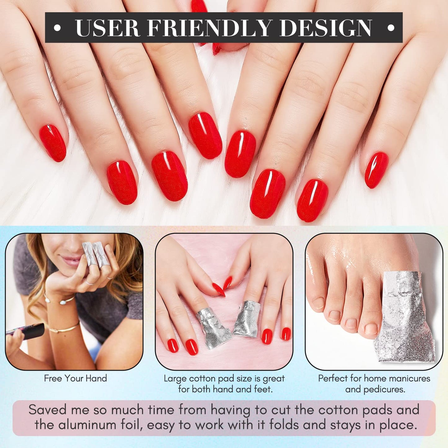 Makartt Nail Polish Remover Set - 200 pcs Foil Nail Wraps with Cuticle Pusher, Soak Off Foils for Gel Remover with Lint-Free Larger Cotton Pads for Gel Polish Removal at Home