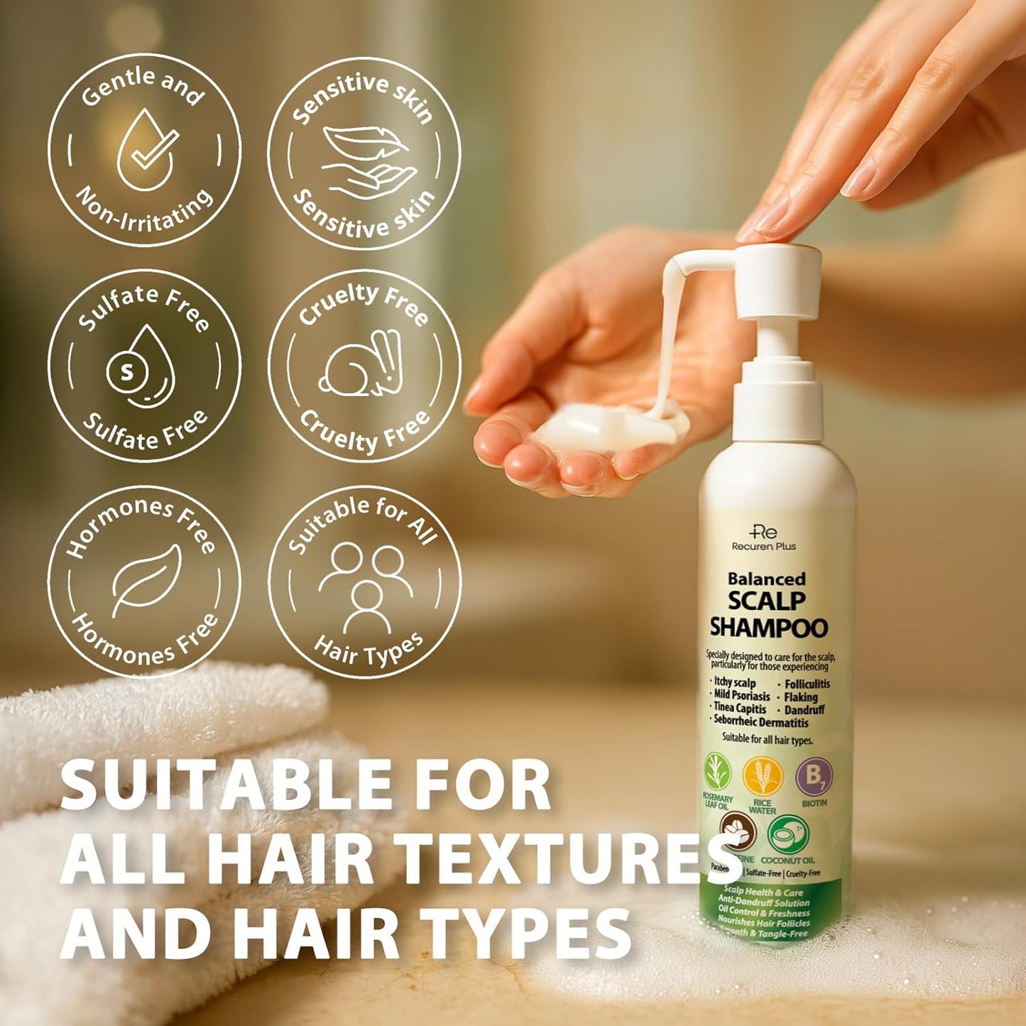 Antifungal Shampoo for Folliculitis & Seborrheic Dermatitis - Scalp Psoriasis, Dandruff Relief with Salicylic Acid & Coconut Oil | 8.8 fl. oz