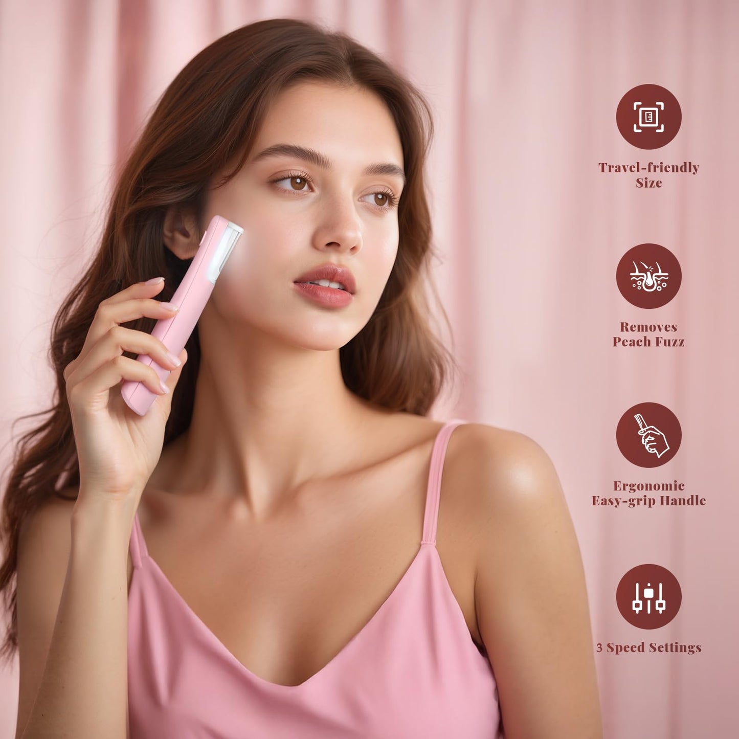 Galtxen Sonic Dermaplaning Tool for Women, Rechargeable Face Dermaplane Razor Sonic Edge Technology for Facial Hair, Exfoliating and Peach Fuzz, 10 Refill Blades Pink