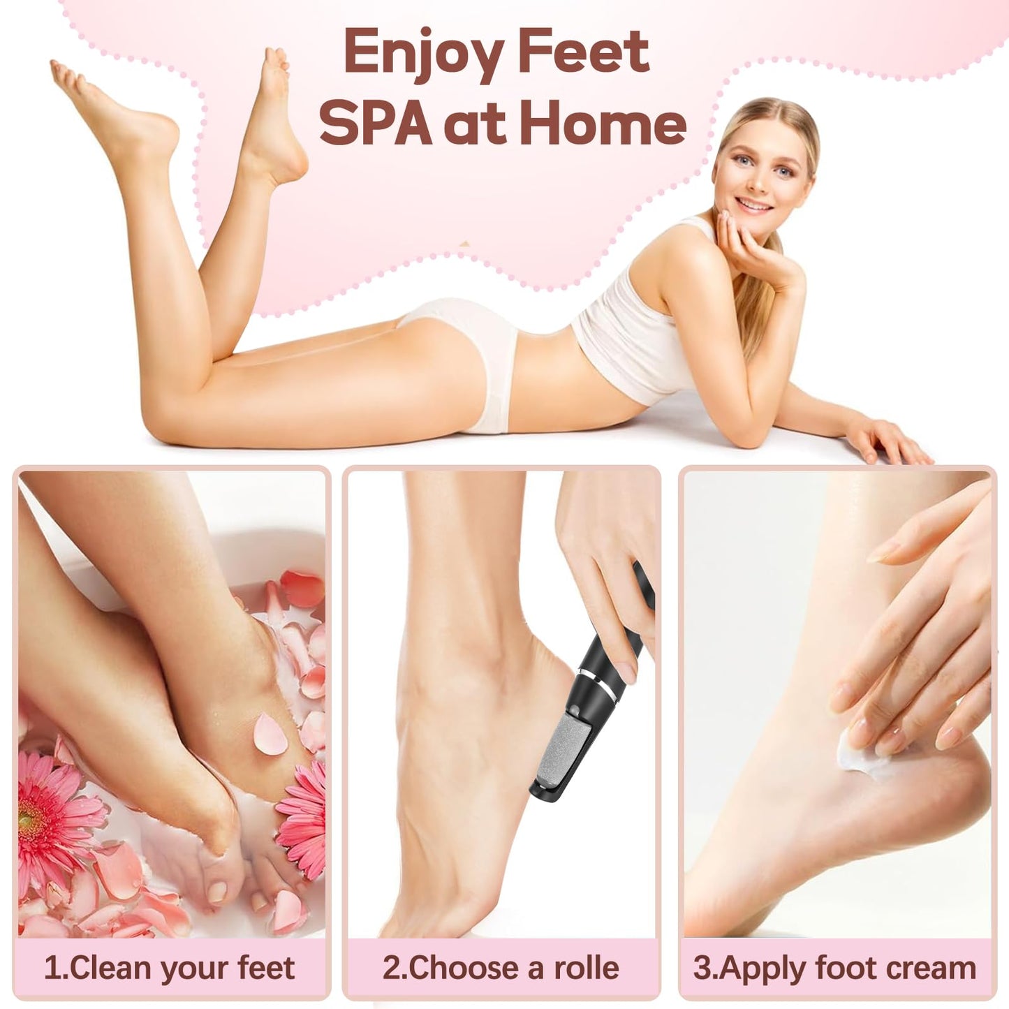 Electric Foot Callus Remover, Callus Remover for Feet Rechargeable Portable Pedicure Tools, Foot Grinder Smooth Pedicure Wand for Feet Care, Removes Dry Hard & Dead Skin Ideal Gift -Black