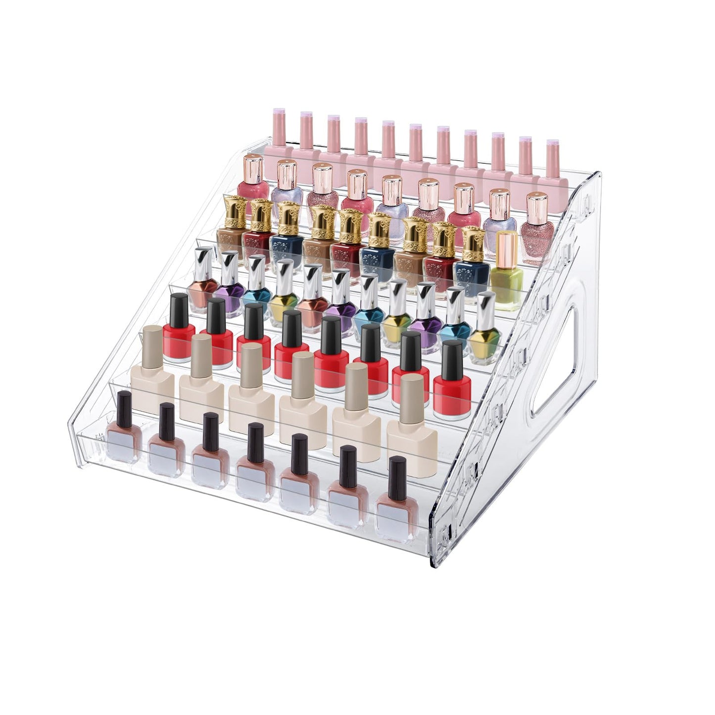 HIFILTURE 7 Layers Nail Polish Organizer Holder Rack, Clear Display Rack for Cosmetics Sunglasses Essential Oil, Stand Makeups Storage Case Eyeglasses Shelf Lipsticks Holder